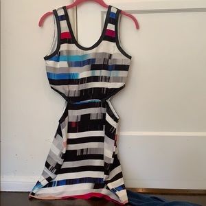 Parker dress with black leather cutouts